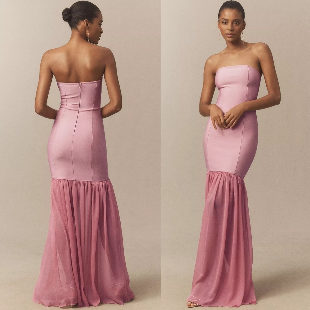 NWT Elliatt Kristel Strapless Corset Drop-Waist Chiffon Maxi Dress - Size Small